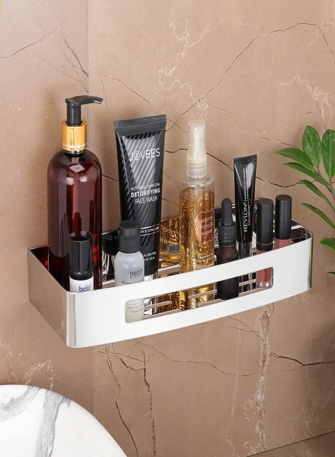 فورتون رف حائط من الفولاذ المقاوم للصدأ عالي الجودة من FORTUNE، رف تخزين متعدد الوظائف / رف مطبخ / سلة تخزين وحامل أدوات الحمام - (12 × 5 بوصة) (طلاء كروم، عبوة من قطعة واحدة) - Image 1